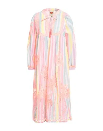 Farm Rio Woman Midi Dress Pink Size M Cotton In Multi