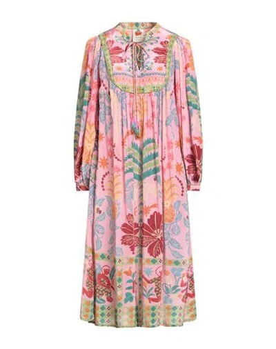 Farm Rio Woman Midi Dress Pink Size Xs Viscose