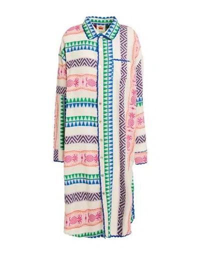 Farm Rio Woman Midi Dress White Size Xl Cotton In Multi