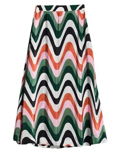 Farm Rio Woman Midi Skirt Green Size Xl Viscose