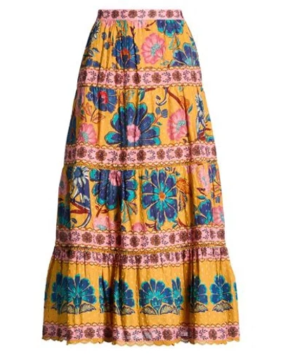 Farm Rio Woman Midi Skirt Orange Size S Cotton In Multi