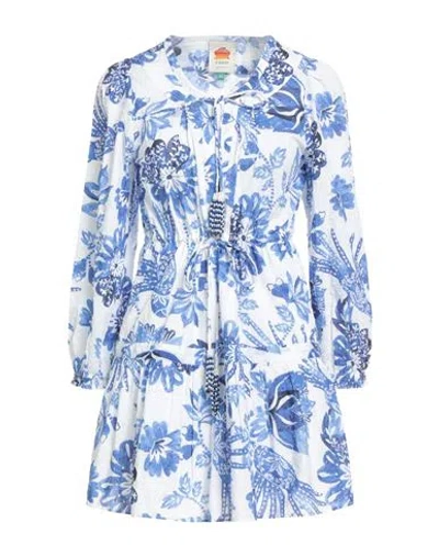 Farm Rio Woman Mini Dress Blue Size Xl Cotton In Multi