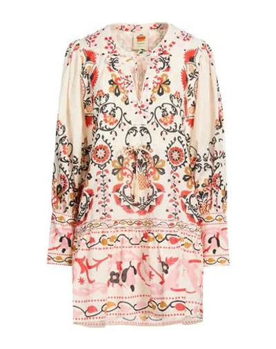Farm Rio Woman Mini Dress Cream Size S Cotton In Pink