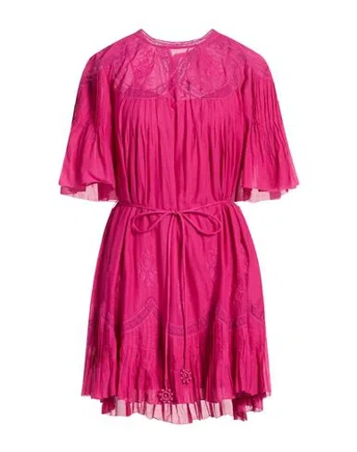 Farm Rio Woman Mini Dress Magenta Size Xl Cotton In Pink