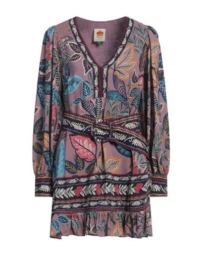 Farm Rio Woman Mini Dress Mauve Size L Viscose In Purple