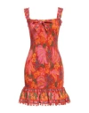 Farm Rio Woman Mini Dress Red Size S Cotton In Red