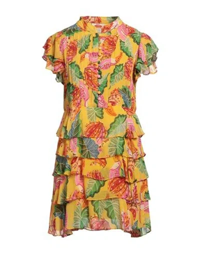 Farm Rio Woman Mini Dress Yellow Size M Viscose