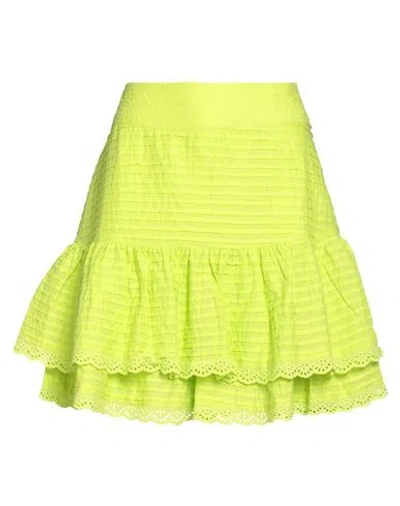 Farm Rio Woman Mini Skirt Lime Green Size M Cotton