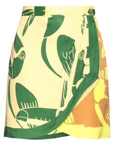 Farm Rio Woman Mini Skirt Sand Size Xs Viscose In Yellow