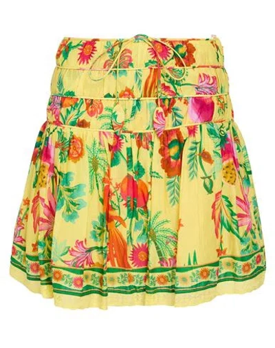 Farm Rio Woman Mini Skirt Yellow Size S Cotton In Multi