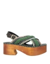 Farm Rio Woman Mules & Clogs Dark Green Size 11 Leather In Green