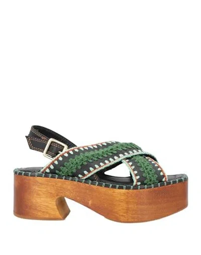 Farm Rio Woman Mules & Clogs Dark Green Size 11 Leather
