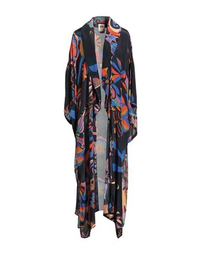 Farm Rio Woman Overcoat & Trench Coat Black Size Xl Viscose In Multi