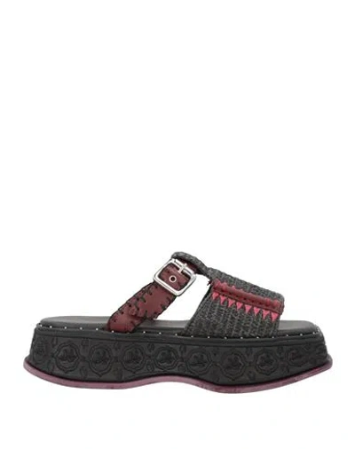 Farm Rio Woman Sandals Black Size 11 Straw In Red