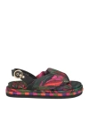 Farm Rio Woman Sandals Dark Green Size 11 Synthetisches Material In Green