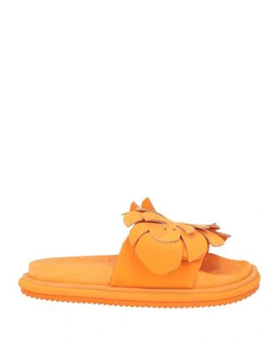 Farm Rio Woman Sandals Orange Size 10 Textile Fibers In Multi