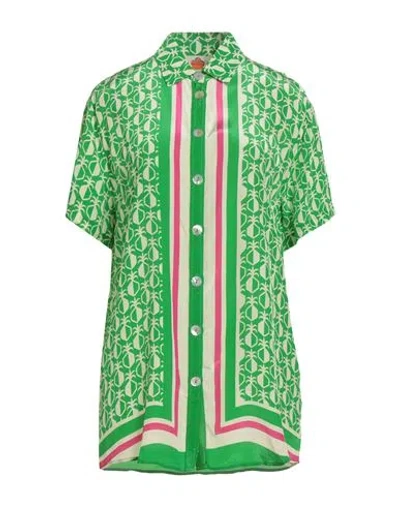 Farm Rio Woman Shirt Green Size S Viscose