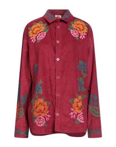 Farm Rio Woman Shirt Magenta Size L Cotton In Red