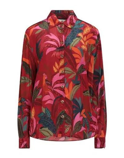 Farm Rio Woman Shirt Red Size Xl Viscose