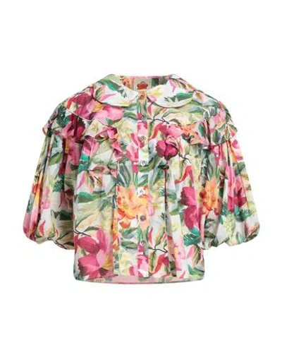 Farm Rio Woman Shirt White Size L Cotton, Viscose