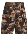 Farm Rio Woman Shorts & Bermuda Shorts Chocolate Brown Size M Tencel, Cotton In Brown