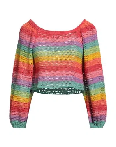Farm Rio Woman Sweater Red Size Xl Cotton In Multi