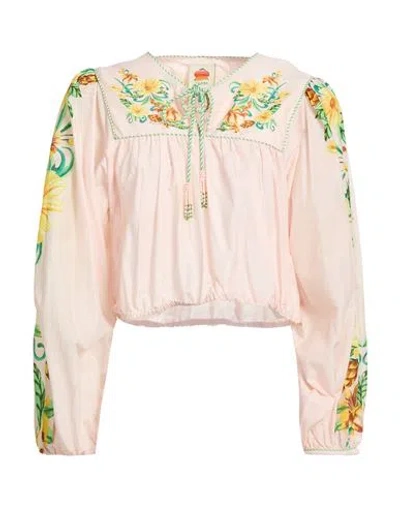 Farm Rio Woman Top Light Pink Size Xl Cotton
