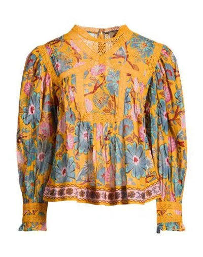 Farm Rio Woman Top Orange Size M Cotton In Yellow
