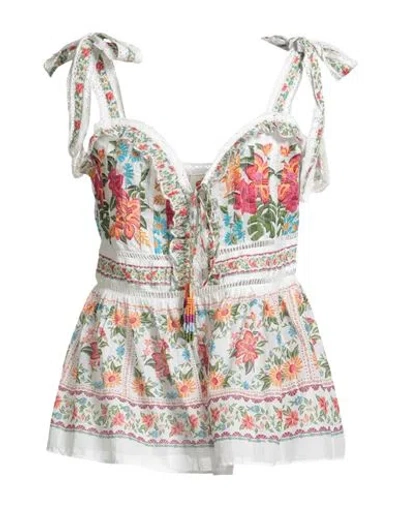 Farm Rio Woman Top White Size L Cotton In Multi