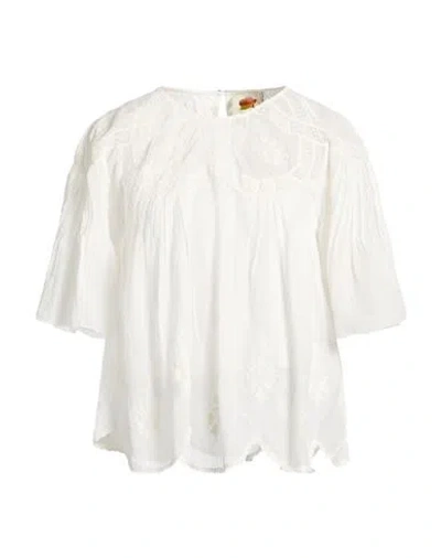 Farm Rio Crochet-trimmed Embroidered Cotton-voile Blouse In Off-white