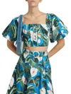 Farm Rio Anthurium Garden Top In Blue