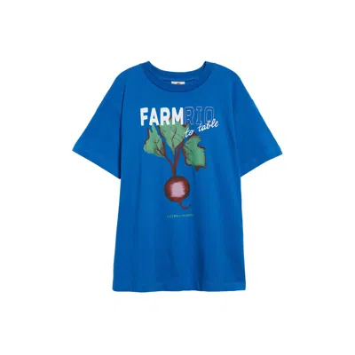 Farm Rio Beet Farm To Table Cotton Graphic T-shirt In Blue
