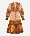 Farm Rio Women's Beige Ainika Flora V-neck Midi-dress In Multi