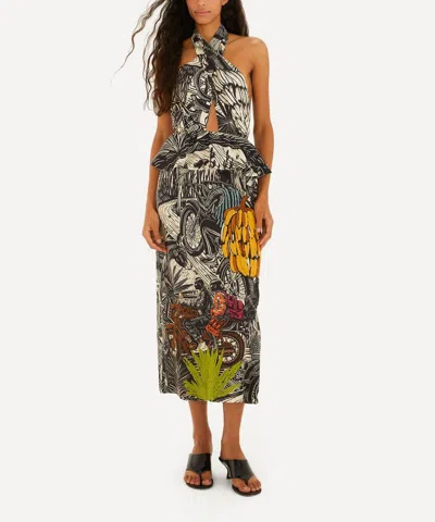 Farm Rio Women's Beige Ruta Embroidered Maxi Dress In Multi