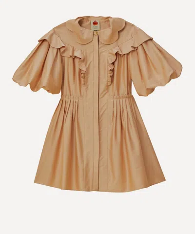 Farm Rio Women's Beige Short-sleeve Mini-dress In Neutral
