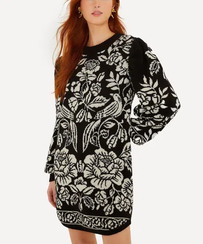Farm Rio Cashew And Birds Minidress In Black