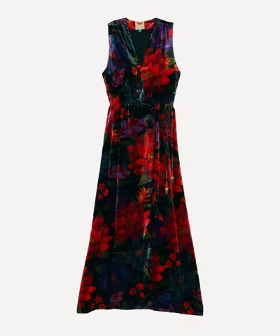 Farm Rio Women's Black Flower Season Maxi-dress