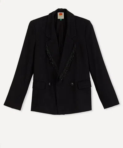 Farm Rio Women's Black Fringe Blazer