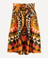 Farm Rio Women's Black Heart Deco Button Down Midi-skirt In Multi