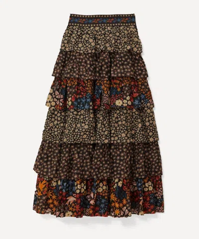 Farm Rio Women's Black Jujus Garden Midi Skirt
