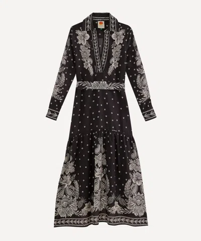 Farm Rio Women's Black Paisley Bloom Maxi-dress