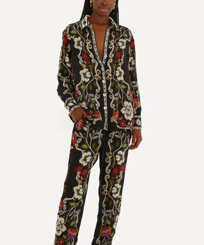 Farm Rio Women's Black Rococo Flowers Trousers