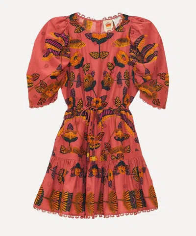 Farm Rio Women's Blush Living Bloom Short-sleeve Mini-dress