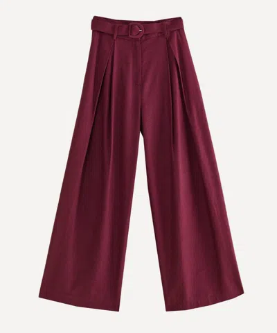 Farm Rio Women's Burgundy Tailored Trousers