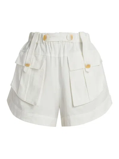 Farm Rio Women's Button-tab Cargo Shorts In Off White