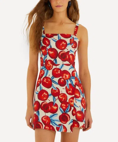 Farm Rio Cherry-print Mini Dress In Multi