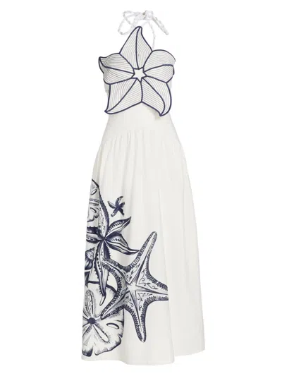 Farm Rio Coast Stars Maxi Dress Coast Stars Off-white In Multi