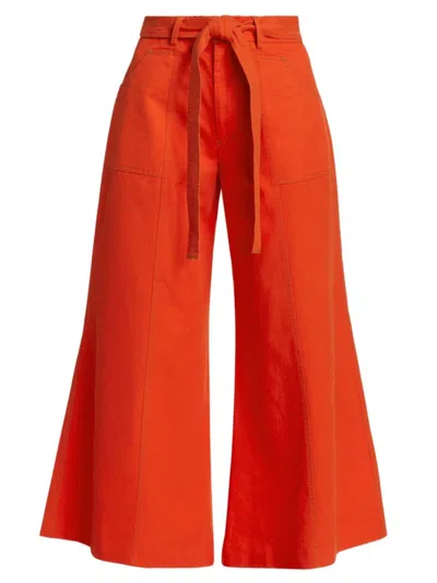 Farm Rio Women's Cotton Wide-leg Drawstring Trousers In Red