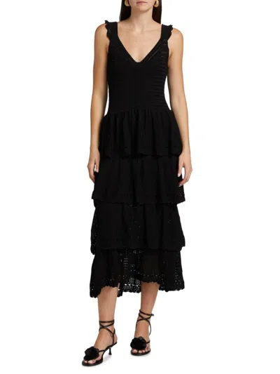 Farm Rio Women's Crochet Sleeveless Midi-dress In Black