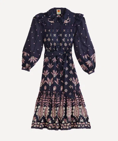 Farm Rio Women's Dark Blue Ainika Martina Midi-dress